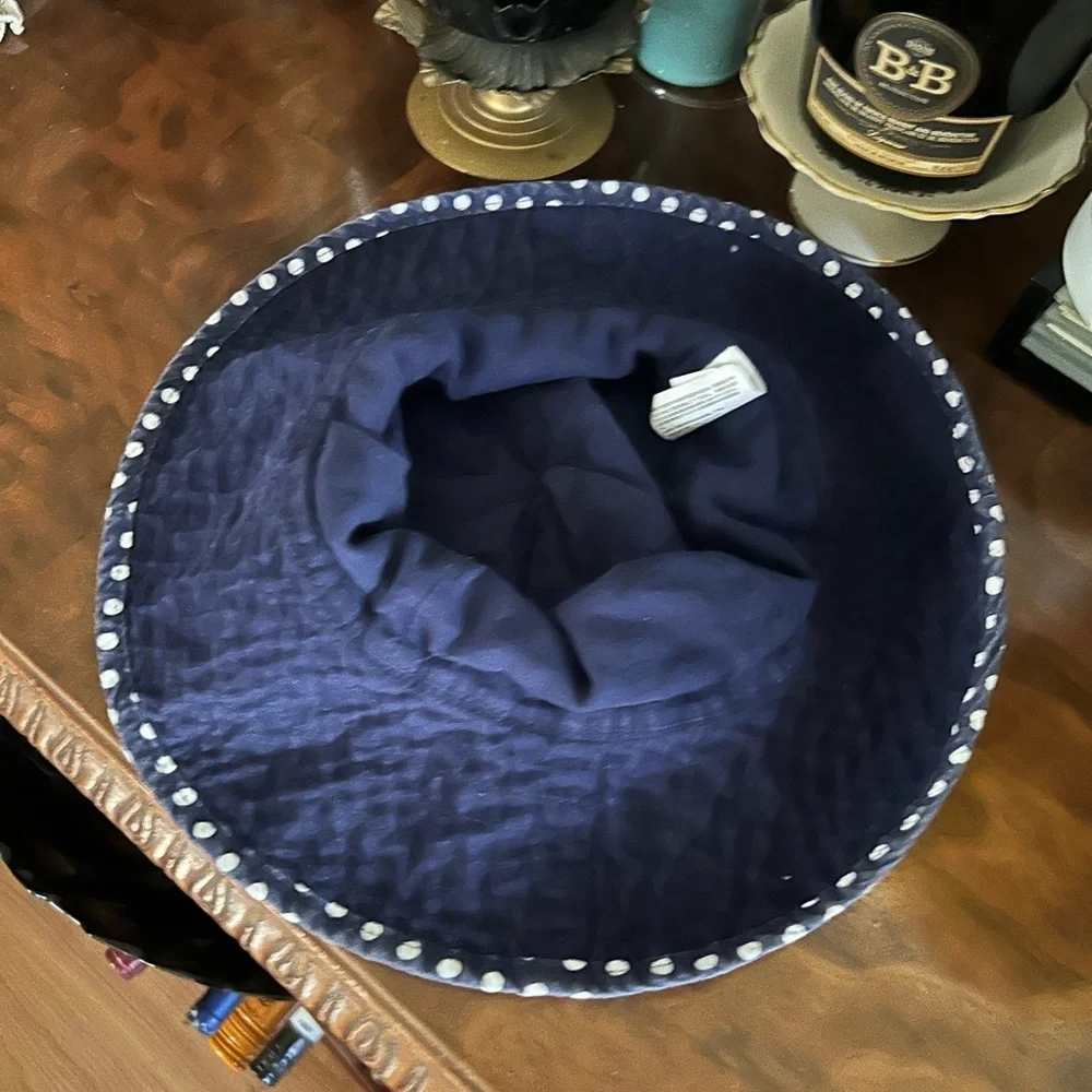 Navy Blue & White Polka-Dot Hat